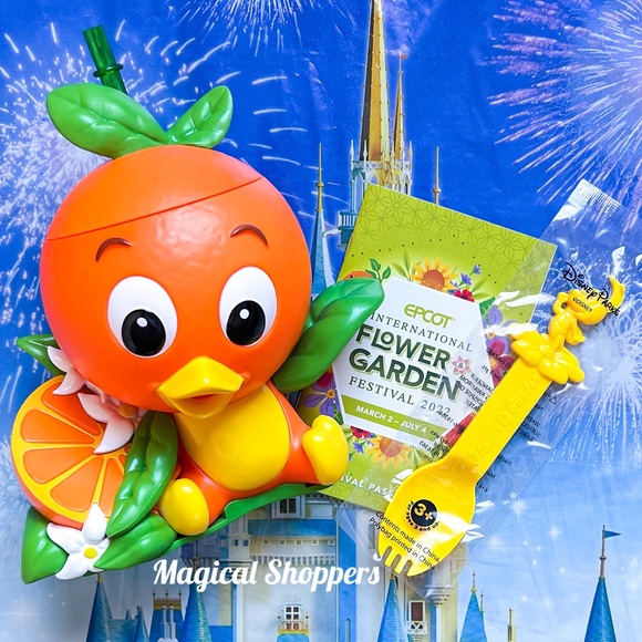 Disney Other - 2022 Disney Parks EPCOT Flower & Garden Festival Orange Bird Sipper Cup & Spork